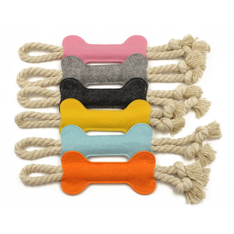 Durable Bone-Shape Felt Nylon Dog Tug Toy for Aggressive Chewers