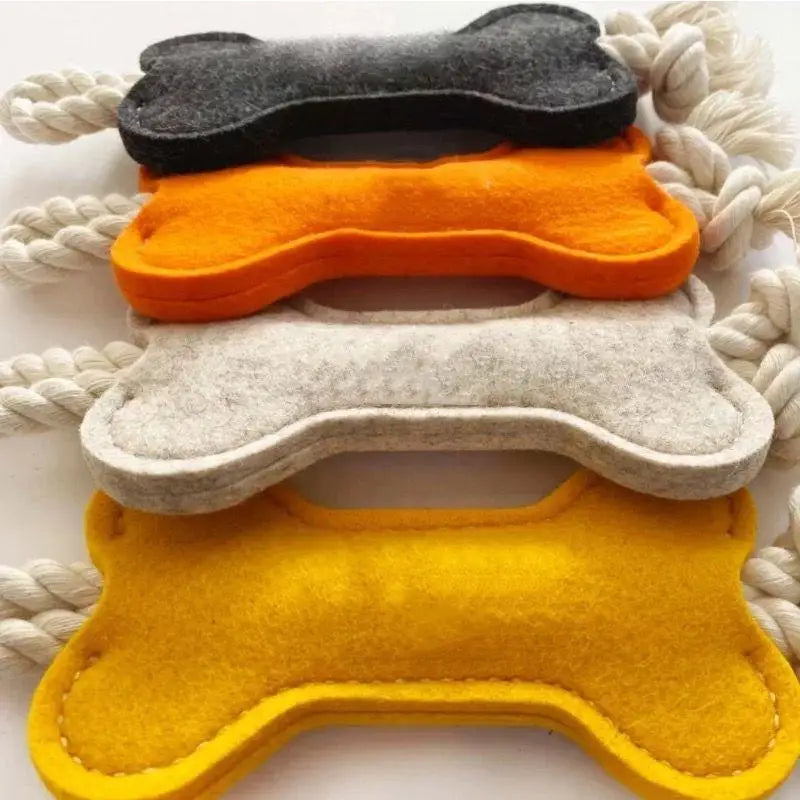 Durable Bone-Shape Felt Nylon Dog Tug Toy for Aggressive Chewers